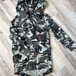 Cookie Couture Women Sz Small Green Camo Hooded Zip Up Hoodie Overcoat